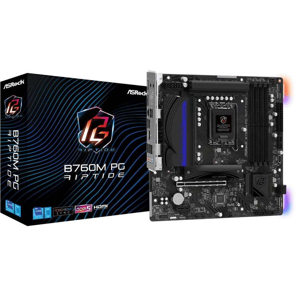 ASRock B760M PG Riptide Intel 700 Series mATX Motherboard | 90 - MXBL60 - A0UAYZ | - Vektra Computers LLC ASRock B760M PG Riptide Intel 700 Series mATX Motherboard | 90 - MXBL60 - A0UAYZ | - Vektra Computers LLC